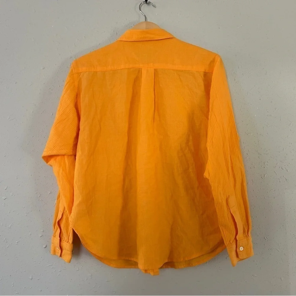 LOFT Orange Button Down Blouse Casual Fall Comfy XS